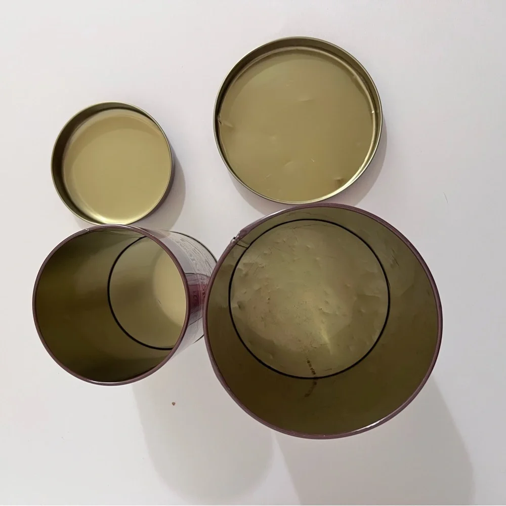 Vintage Coffee & Tea Tin Canisters with Lids Set of 2